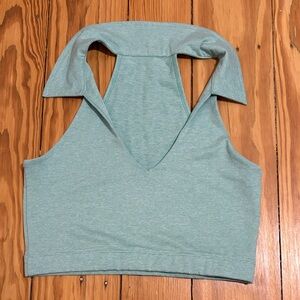 Outdoor Voices Aqua V-Neck Crop Top